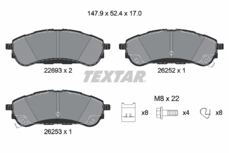 Комплект гальмівних колодок TEXTAR 2269301