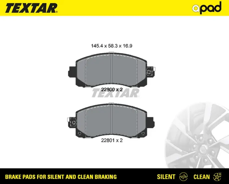 Колодки тормозные textar a-pad TEXTAR 2280001SC (фото 1)