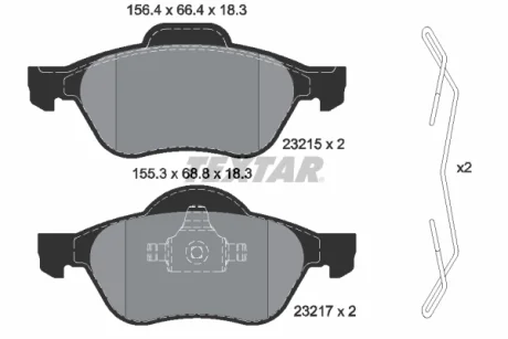 Комплект гальмівних колодок передн, RENAULT LAGUNA, LAGUNA II, LAGUNA III, MEGANE II, SCENIC II, TWINGO II, WIND 1.2-2.0D 03.01-12.15 TEXTAR 2321502