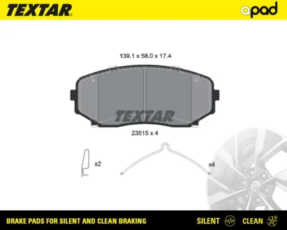 Колодки тормозные textar a-pad TEXTAR 2351503SC