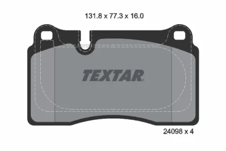 Комплект гальмівних колодок задн, CHEVROLET CORVETTE SEAT LEON, LEON SC, LEON ST ASTON MARTIN DB9 VANTAGE, DBS, DBS VOLANTE, VANQUISH VANTAGE, VANQUISH VOLANTE, VANTAGE VANTAGE 2.0-6.2 06.11- TEXTAR 2409803