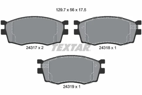 Гальмівні колодки HYUNDAI/KIA Accent/Pride/Rio "F "00>> TEXTAR 2431701