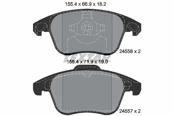 Комплект гальмівних колодок передн, DS DS 3 / DS 3, DS 4, DS 5 CITROEN C4 GRAND PICASSO I, C4 II, C4 III, C4 PICASSO I, DS4, DS5 OPEL CORSA F, MOKKA PEUGEOT 2008 II, 207 1.2-Electric 10.06- TEXTAR 2455801 (фото 1)