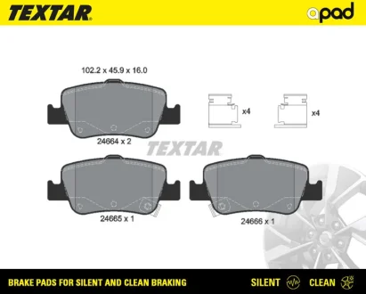 Колодки тормозные textar a-pad TEXTAR 2466401SC