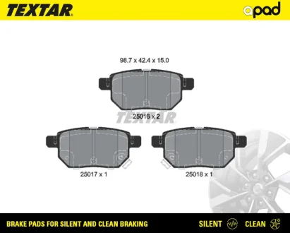 Колодки тормозные textar a-pad TEXTAR 2501601SC