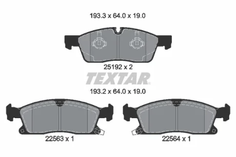 Комплект гальмівних колодок TEXTAR 2519209