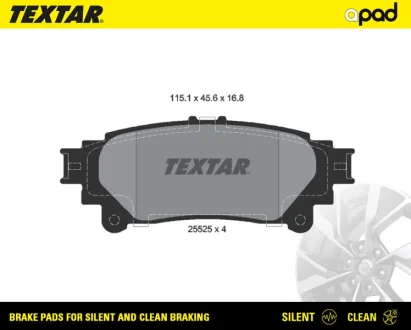 Колодки тормозные textar a-pad TEXTAR 2552501SC