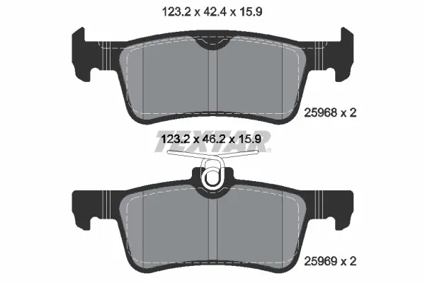 Комплект гальмівних колодок задн, PEUGEOT 308, 308 II 1.2-2.0D 09.13-06.21 TEXTAR 2596801 (фото 1)