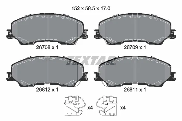 Комплект гальмівних колодок, ISUZU D-MAX III 1.9D 11.19- TEXTAR 2670801 (фото 1)