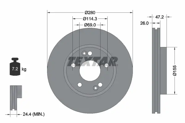 Диск гальмівний HYUNDAI/KIA - замена на T92133905 TEXTAR 92161605 (фото 1)