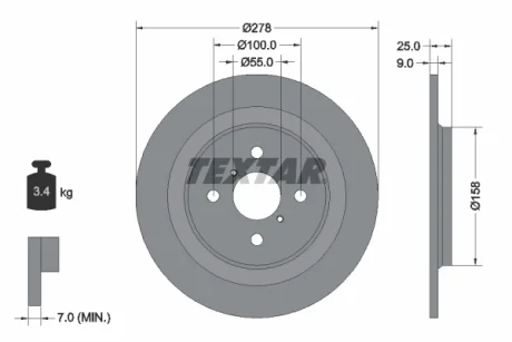 Гальмівний диск TEXTAR 92161900