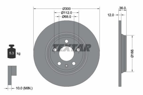 Диск гальмівний AUDI/VW A4/A6/A8/Q5 \'\'F D=318mm \'\'15>> TEXTAR 92282803