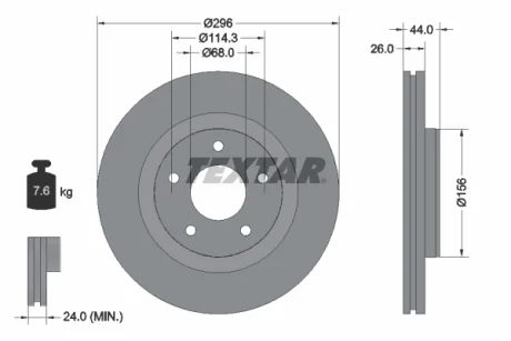 Диск гальмівний передн Лів/Прав NISSAN JUKE, PULSAR 1.6 06.10- TEXTAR 92285905