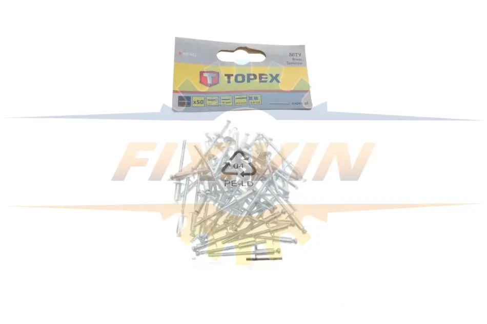Алюмінієві заклепки 4.0 мм х 10 мм, 50 шт.*1 уп. (TOPEX) TOPEX GRUPA 43E402 (фото 1)