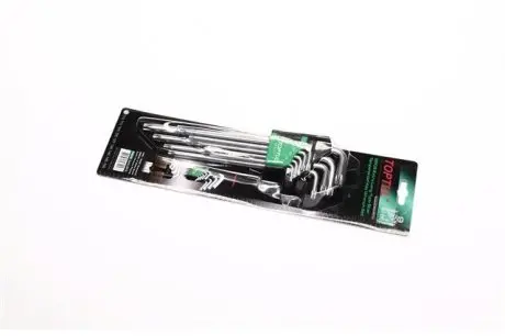 Набір Г-обр. ключів TORX T10-T50 9од. супердл. з отвором (TOPTUL) Toptul GAAL0915