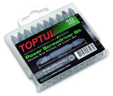 Набір бит 1/4" PH2х65мм двухсторонних 10шт. Toptul GAAW1001