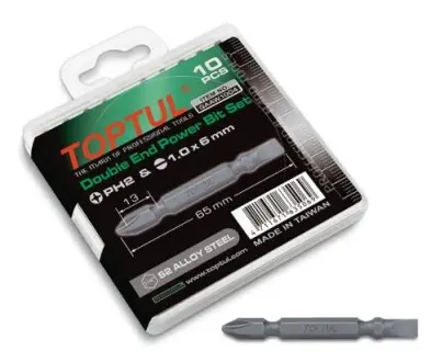 Набір бит 1/4" PH2хSL6 L65мм двухсторонних 10шт. Toptul GAAW1004