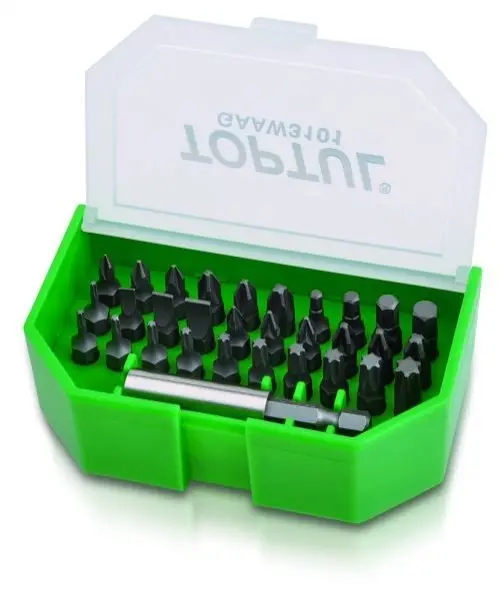 Набір біт 1/4" SL; PH; PZ; TORX; HEX + магнітний тримач 31од. (TOPTUL) Toptul GAAW3101 (фото 1)