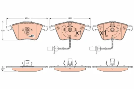 Гальмівні колодки дискові AUDI A4 Cabrio/A4 Cabrio Quattro/A4 Quattro/A6/A6 Quattro/A8/A8 Quattro/S TRW GDB1554