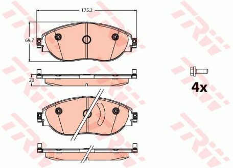 Гальмівні колодки дискові AUDI/SKODA/VW Golf/Passat/Tiguan "F "12>> TRW GDB2114