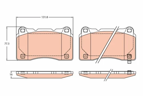 Гальмівні колодки дискові HONDA Civic Type-R "F "17>> TRW GDB2237