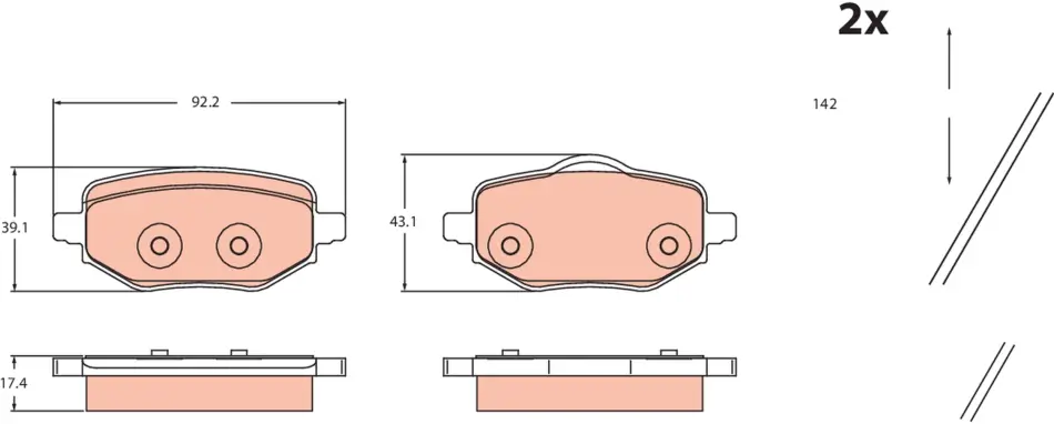 Комплект гальмівних колодок задн, DS DS 3 / DS 3 CITROEN C3 IV, C4 III, C4 X FIAT 600E / 600 JEEP AVENGER LANCIA YPSILON OPEL CORSA F, FRONTERA, MOKKA PEUGEOT 2008 II 1.2-Electric 10.18- TRW GDB2480 (фото 1)