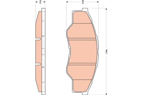 A_Гальмівні колодки дискові TOYOTA Hilux pikap 2,5 "F "07>> TRW GDB3500