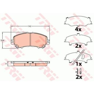 Гальмівні колодки дискові NISSAN/RENAULT X-Trail/Kadjar "F "14>> TRW GDB3648