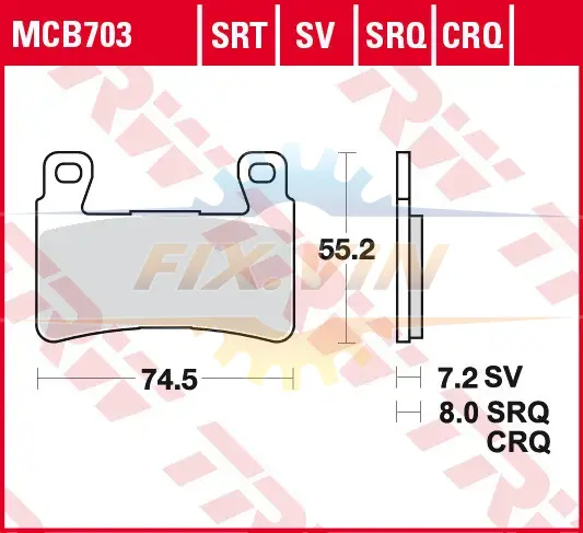 Гальмівні колодки TRW MCB703 (фото 1)