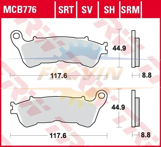 Гальмівні колодки скутерні TRW MCB776SRM (фото 1)