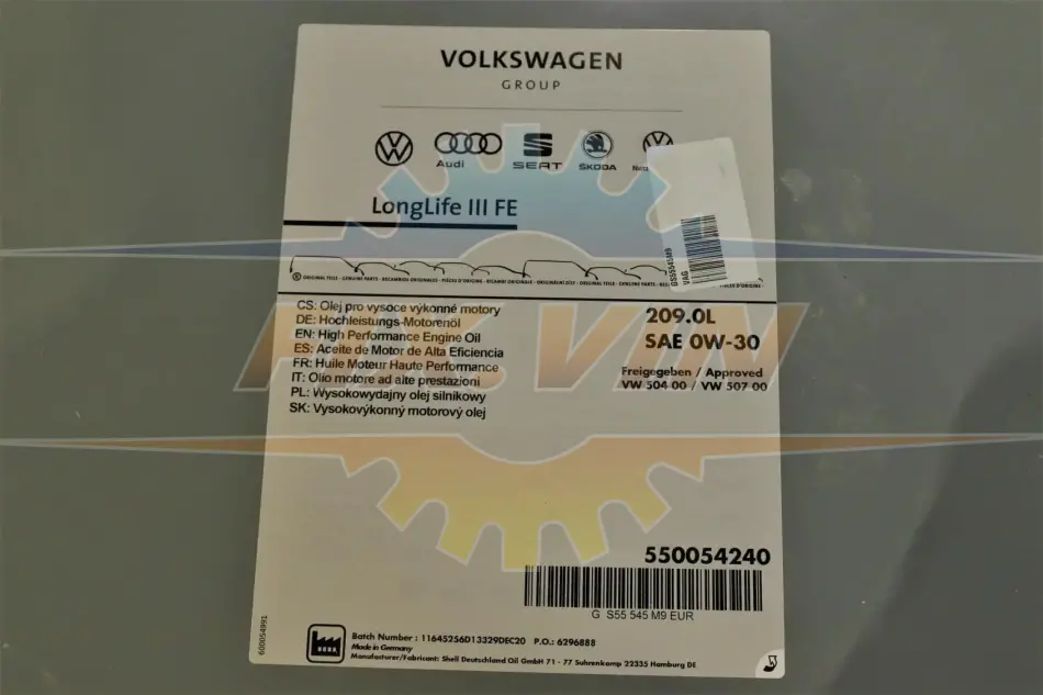 Олива 0W30 LongLife III FE (209L) (VW504.00/507.00) VAG GS55545M9 (фото 1)