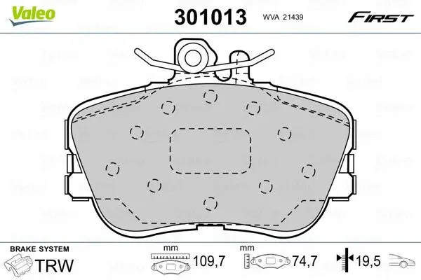 Гальмівні колодки дискові MERCEDES C-Class "1,8-2,8 "F "93-01 Valeo 301013 (фото 1)