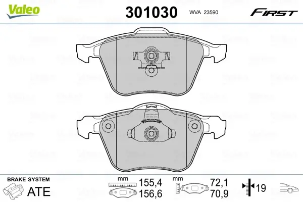 Гальмівні колодки First VOLVO S60/S80/V70/XC90 "F "00-14 Valeo 301030 (фото 1)