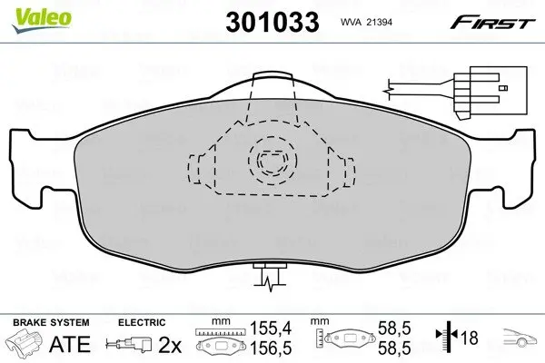 Гальмівні колодки First FORD Cougar/Mondeo/Scorpio "F "86-01 Valeo 301033 (фото 1)