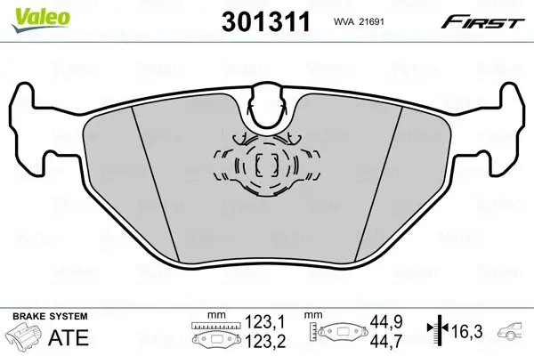 Гальмівні колодки дискові BMW 5(E39) "2,0-4,4 "R "95-04 Valeo 301311 (фото 1)