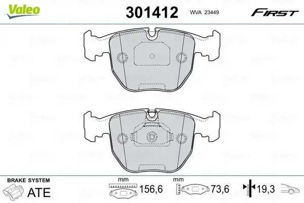 Гальмівні колодки дискові BMW 5/7/X3/X5 "2,0-5,0 "F "94-11 Valeo 301412 (фото 1)