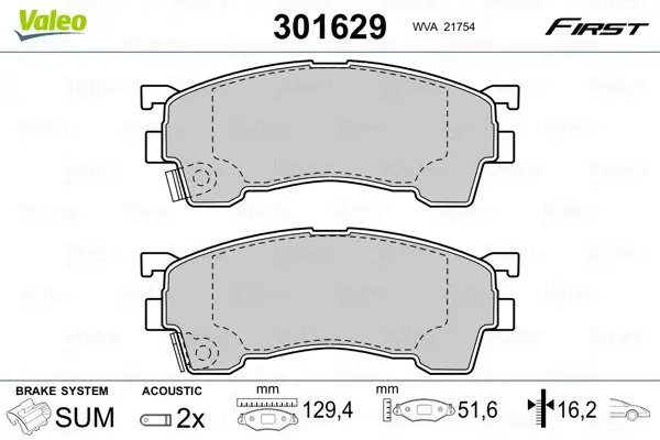 Гальмівні колодки First FORD USA/MAZDA Probe/626 "F "91-05 Valeo 301629 (фото 1)