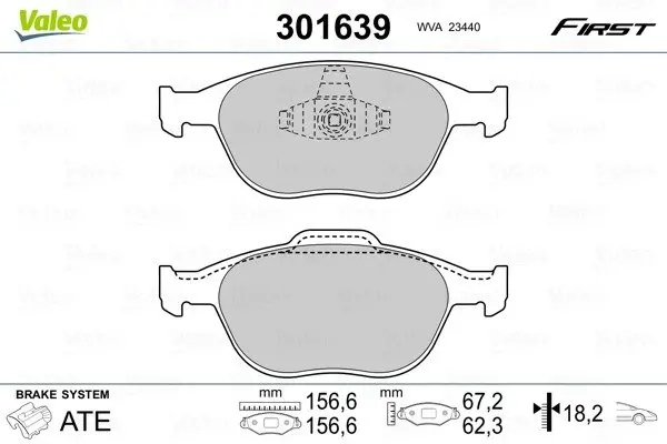Гальмівні колодки First FORD Fiesta/Focus/KA/Puma/Street/Tourneo/Transit "F "95>> Valeo 301639 (фото 1)