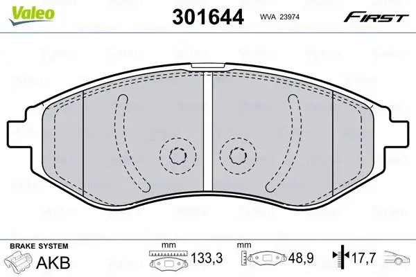 Гальмівні колодки First CHEVROLET/DAEWOO Aveo/Kalos "F "02>> Valeo 301644 (фото 1)