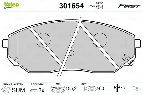 Гальмівні колодки First KIA Sorento "F "02-11 Valeo 301654 (фото 1)