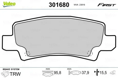 Гальмівні колодки First TOYOTA Corolla "R "01-08 Valeo 301680