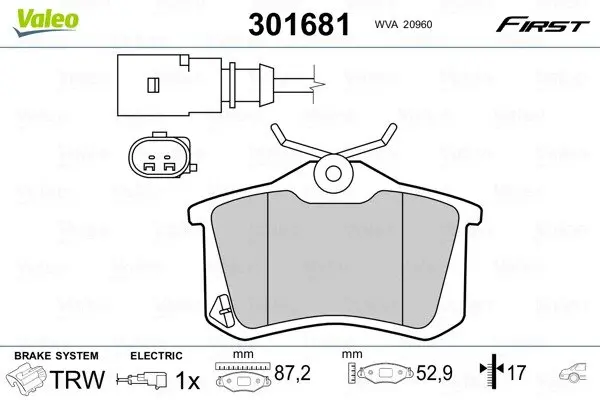 Гальмівні колодки First FORD/SEAT/VW Galaxy/Alhambra/Sharan "R "95-10 Valeo 301681 (фото 1)