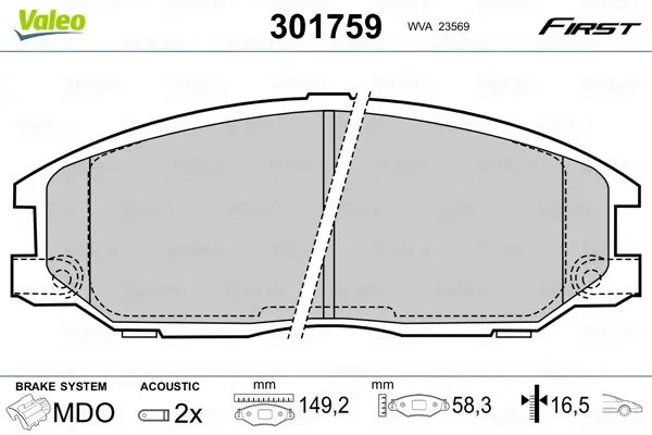 Гальмівні колодки First HYUNDAI/SSANGYONG H-1/Rexton "F "97>> Valeo 301759 (фото 1)