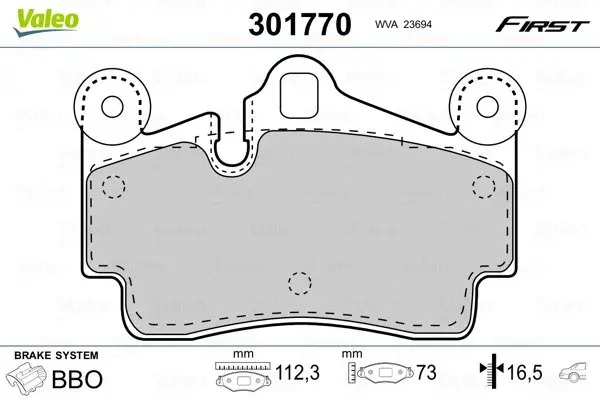 Гальмівні колодки First AUDI/PORSCHE/VW Q7/Cayenne/Touareg "R "02-15 Valeo 301770 (фото 1)