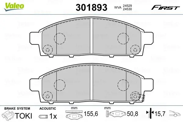 Гальмівні колодки дискові MITSUBISHI L200 "2,4-2,5 "F "05>> Valeo 301893 (фото 1)