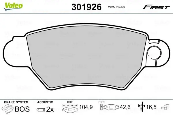 Гальмівні колодки First CHEVROLET/OPEL Corsa/Astra "R "94-12 Valeo 301926 (фото 1)