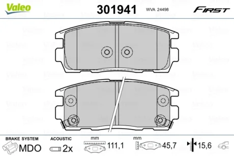 Гальмівні колодки First CHEVROLET/OPEL Captiva/Antara "R "06>> Valeo 301941