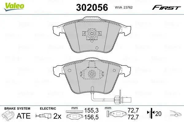 Гальмівні колодки дискові AUDI A6 "2,7 "F "00-05 Valeo 302056 (фото 1)