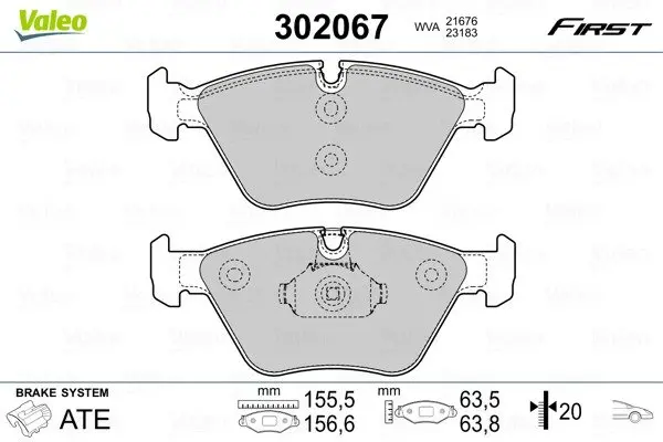 Гальмівні колодки дискові BMW/MG 3(E46)/X3(E83)/Z4(E85,86)/180/190/260 "2,0-4,6 "F "99-11 Valeo 302067 (фото 1)