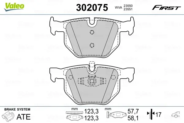 Гальмівні колодки дискові BMW 3(E90,91,92,93)/X1(E84) "2,0-3,0 "R "04-15 Valeo 302075 (фото 1)